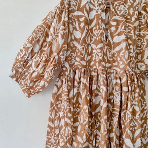 Block Print Midi Dress, Mini Dress, Ikat Print ,Block Print Dress, Deep Neck with string closer