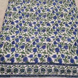 Shreejaipurfab Indian Hand Block Print Quilt Blue Floral Bed Cover/ Block Print Kantha Quilts/Best Quality Kantha Quilts/Blanket Kantha
