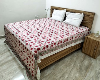 Hand Block Print Cotton Bed Sheet|indian jaipuri bedding|handmad gift|room decor