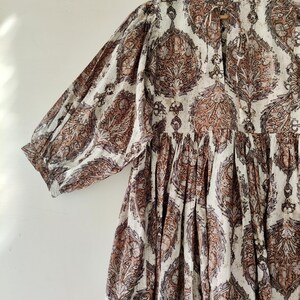 Block Print Midi Dress, Mini Dress, floral Long Block Print Dress, Deep Neck with string closer