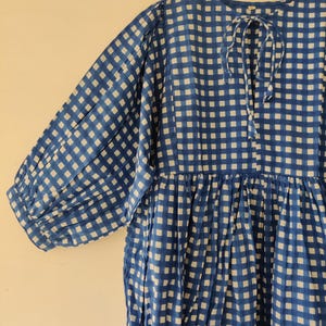 Block Print Cotton Gauze Dress: Deep Neck Midi Mini Dress