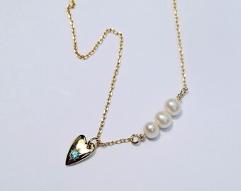 Love Necklace, Zircon Pearls Necklace Simple