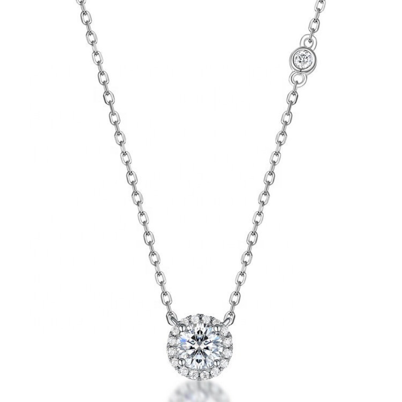 Moissanite Halo Necklace 0.5ct Moissanite Pendant With Chain - Etsy
