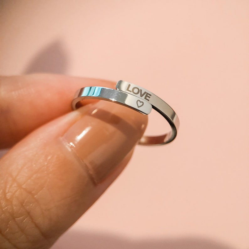 Minimalist Ring Initial Band Personalized Wrap Ring Ring for Lover Adjustable Custom Rings Couple Rings Personalized Name Ring