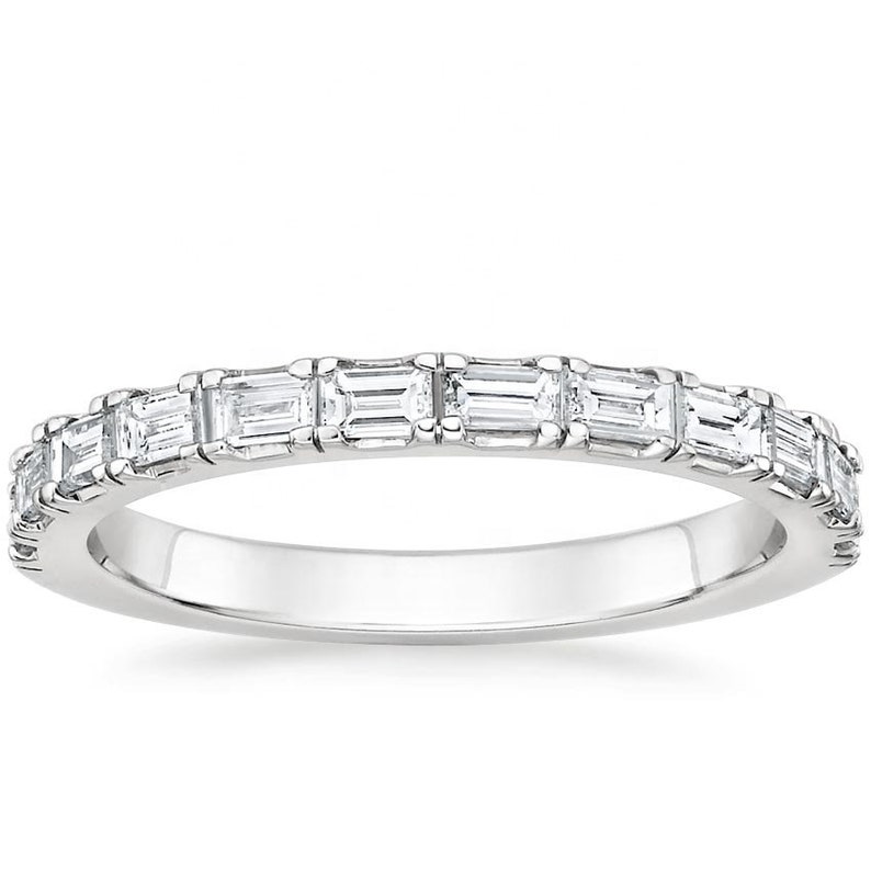 Half Eternity Baguette Ring Baguette Moissanite Band 2.2mm Etsy