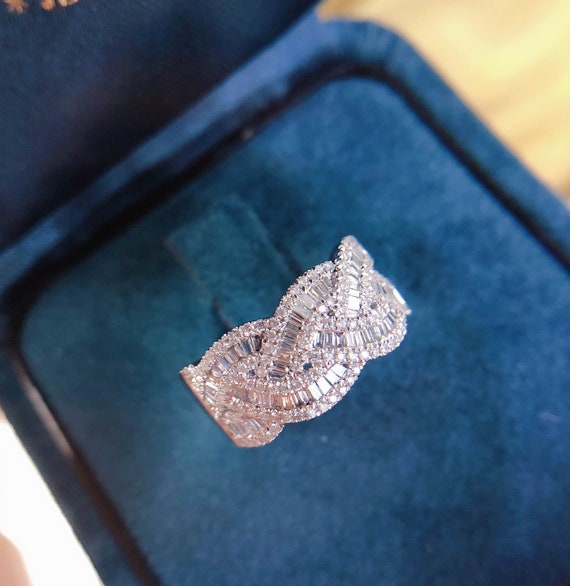 Baguette Diamond Ring Criss Cross Baguette Diamond Ring | Etsy