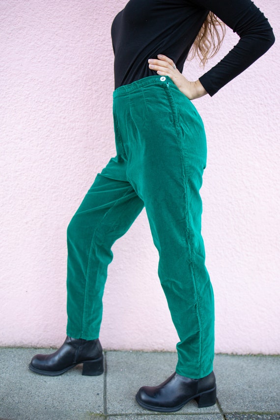 Vintage Teal Handmade Velour 60s Pants//Green Vel… - image 6