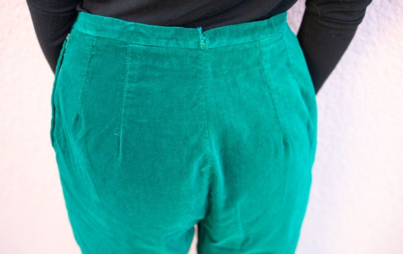 Vintage Teal Handmade Velour 60s Pants//Green Vel… - image 8