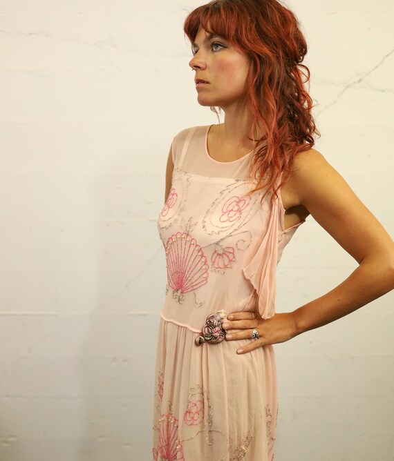 Authentic Antique 1920s Pure Silk Pink Flapper Dr… - image 2