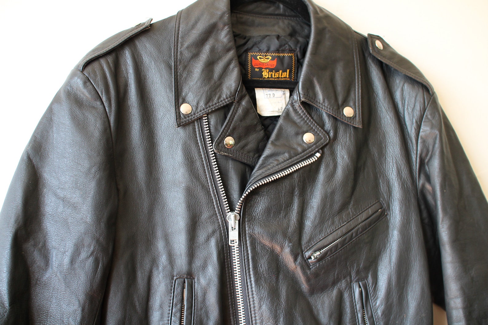 BRISTOL Leather Motorcycle Jacket//Vintage | Etsy
