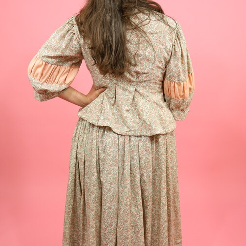 1960s Floral Western shops Matching Shirt & Skirt Set//Vintage Country//Saloon Girl//Handmade Pioneer Set
