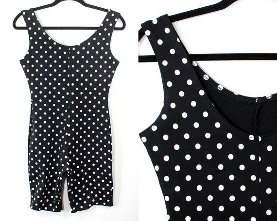 AWESOME Vintage Polka Dot Spandex Body Suit//Gymna