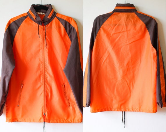 70s Brown and Orange Windbreaker//Vintage Jacket//
