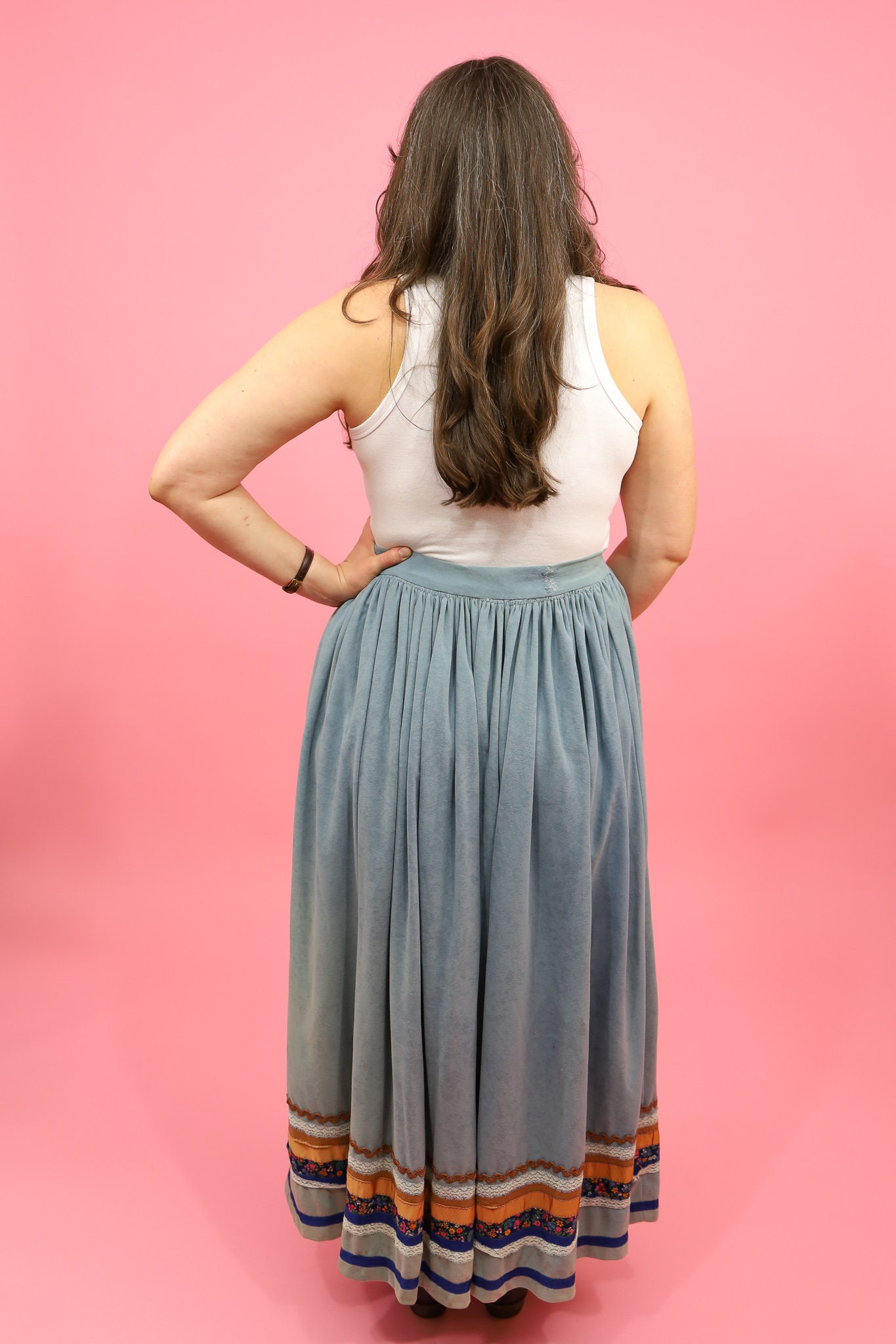 1960s Handmade Blue Western Broomstick Skirt//Long High Etsy