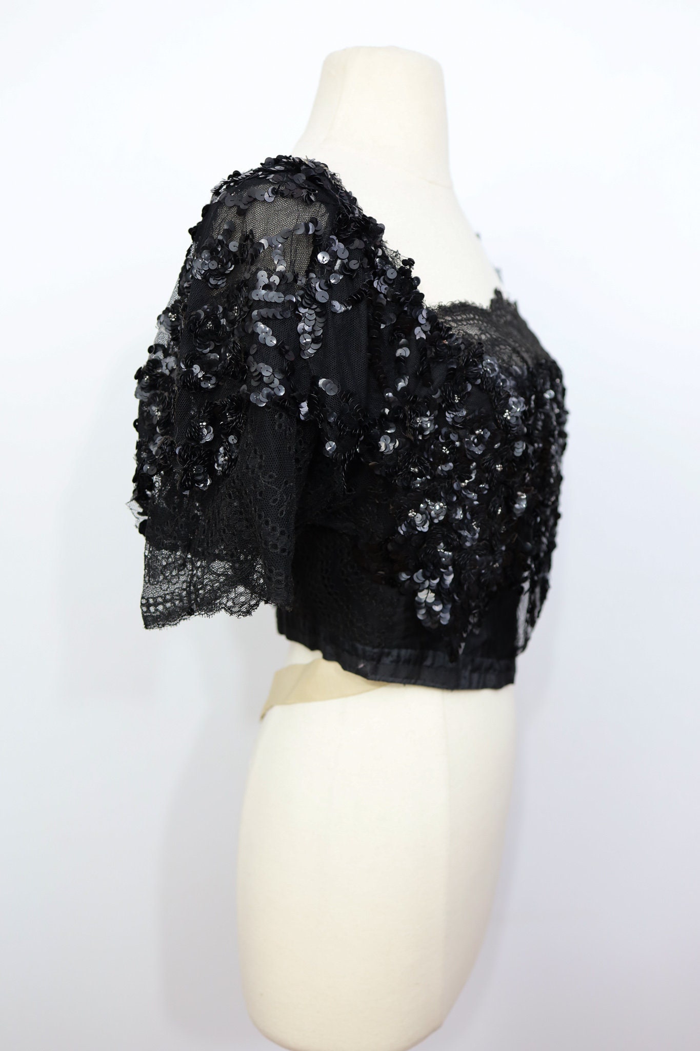 Late 1800s/early 1900s Edwardian Black Lace & Sequins Bodice//19th ...