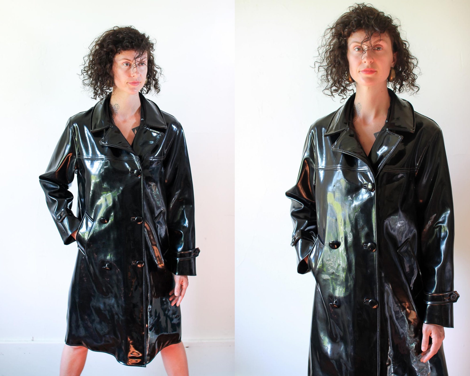 RARE 1960s Vinyl Black PVC Jacket//lady Esta//mod//space-age RARE 1960s Vinyl Black PVC Jacket//lady Esta//mod//space-age