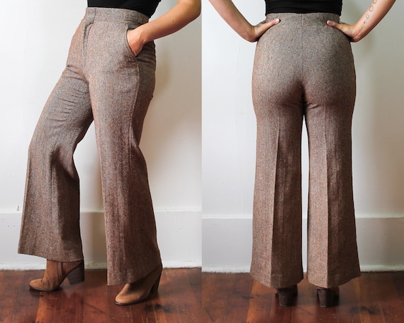 70s Tweed Trousers//Vintage THE BAY Wool Pants//Wi