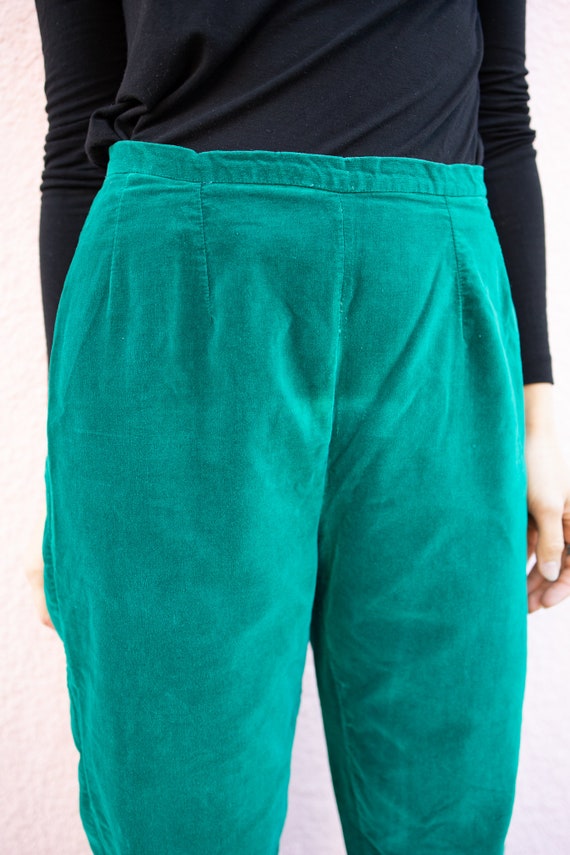 Vintage Teal Handmade Velour 60s Pants//Green Vel… - image 5