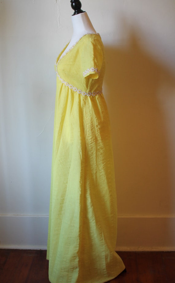 Vintage 60s Style Flower Child Prairie Dress//Yel… - image 7