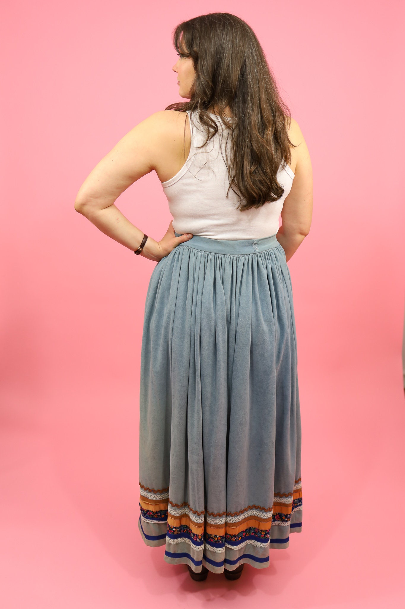 1960s Handmade Blue Western Broomstick Skirt//Long High Etsy