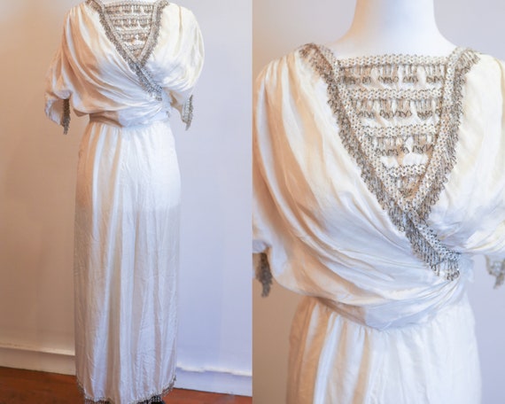 RARE GATSBY 1910s/1920s Pure Silk White Bodice an… - image 1