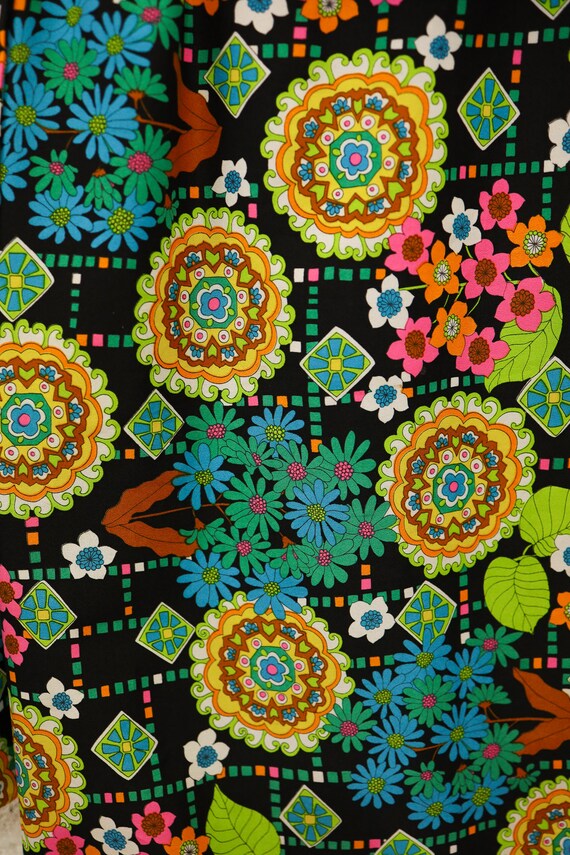 1960s/70s Psychedelic Long Abstract Pattern Dress//Op… - Gem