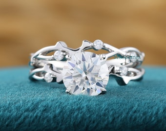 Moissanite Wedding Set: 1.3 Ct Round Cut, 925 Silver Anniversary Rings