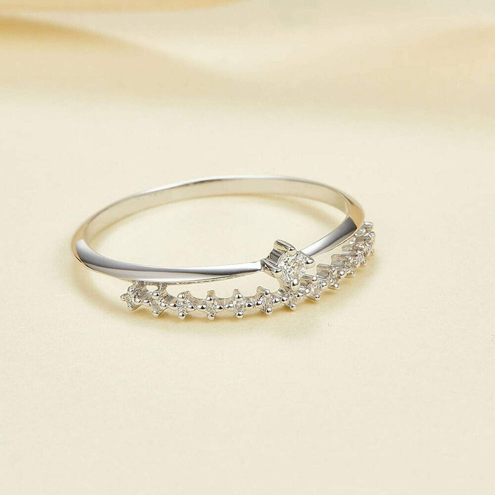 Dainty engagement ring minimal engagement ring Elegant Etsy