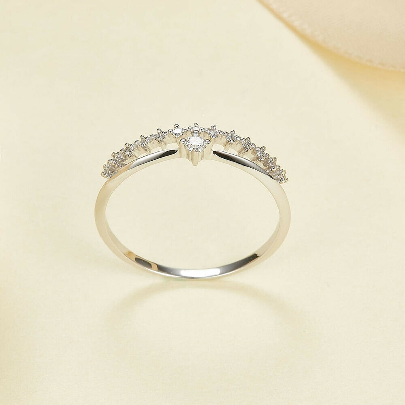 Dainty engagement ring minimal engagement ring Elegant Etsy