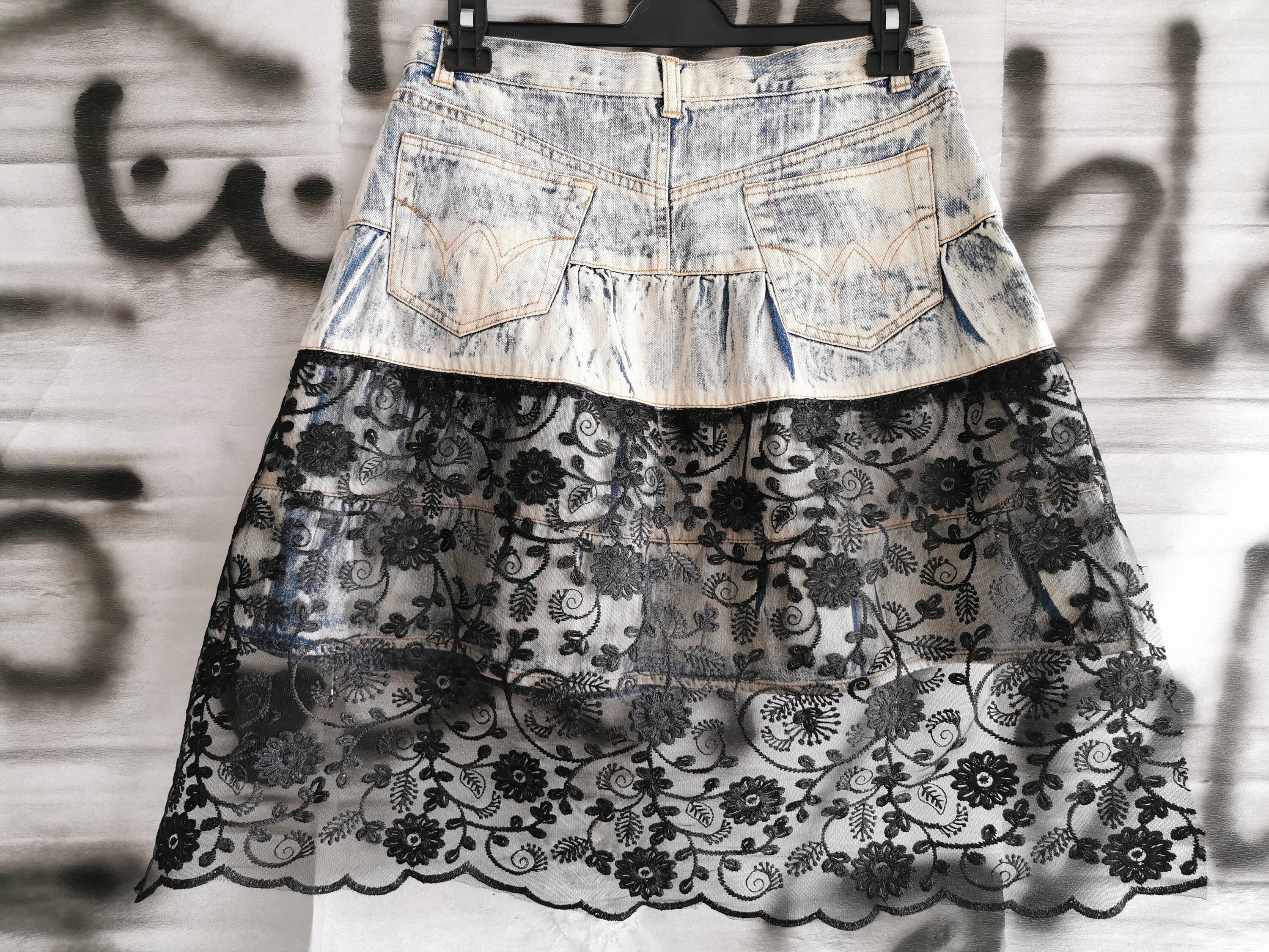 Gonna jeans con pizzo clearance