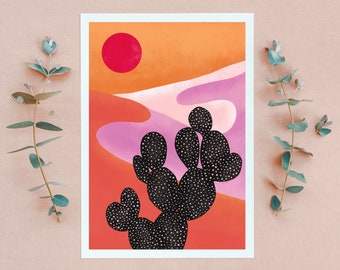 Boho Desert Cactus Print, Tropical Wall Art UK