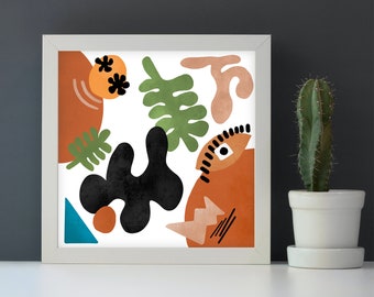 Abstract Shapes Leaves Print UK
