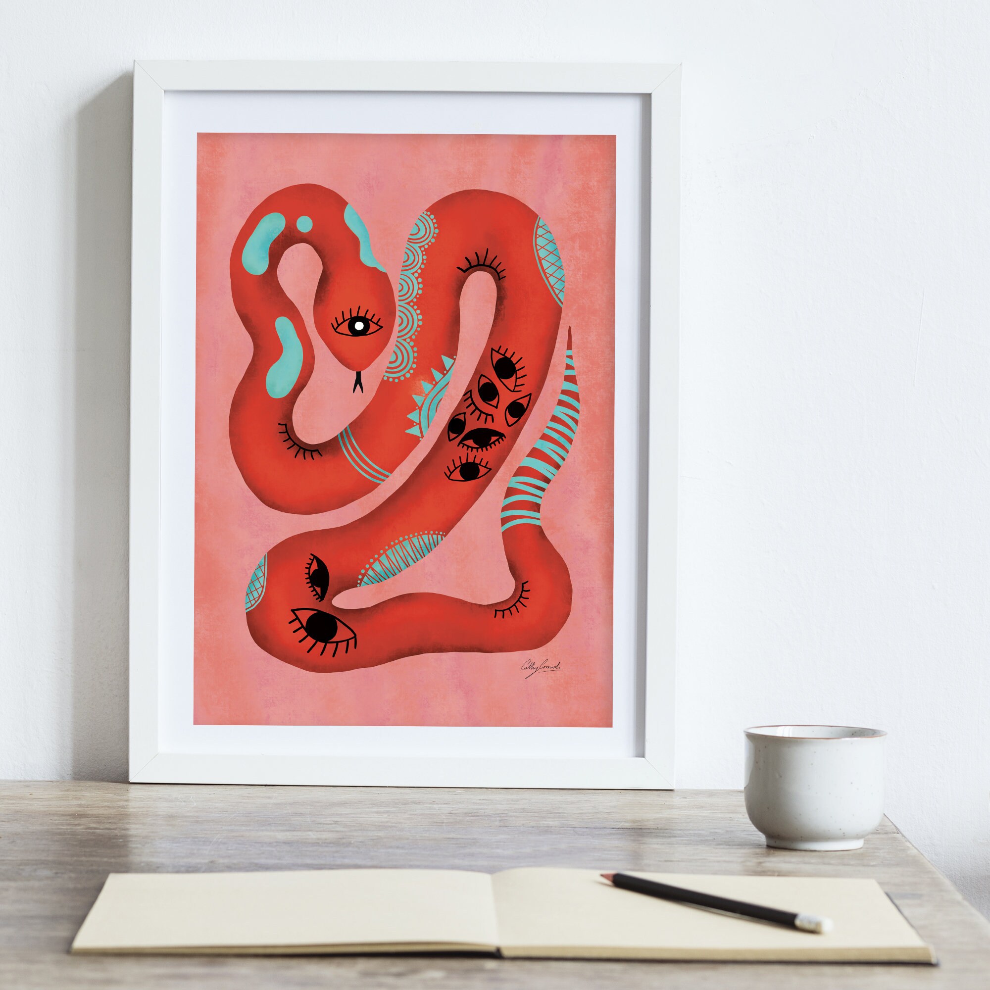 Snake Eyes Art Print Serpent Print | Etsy