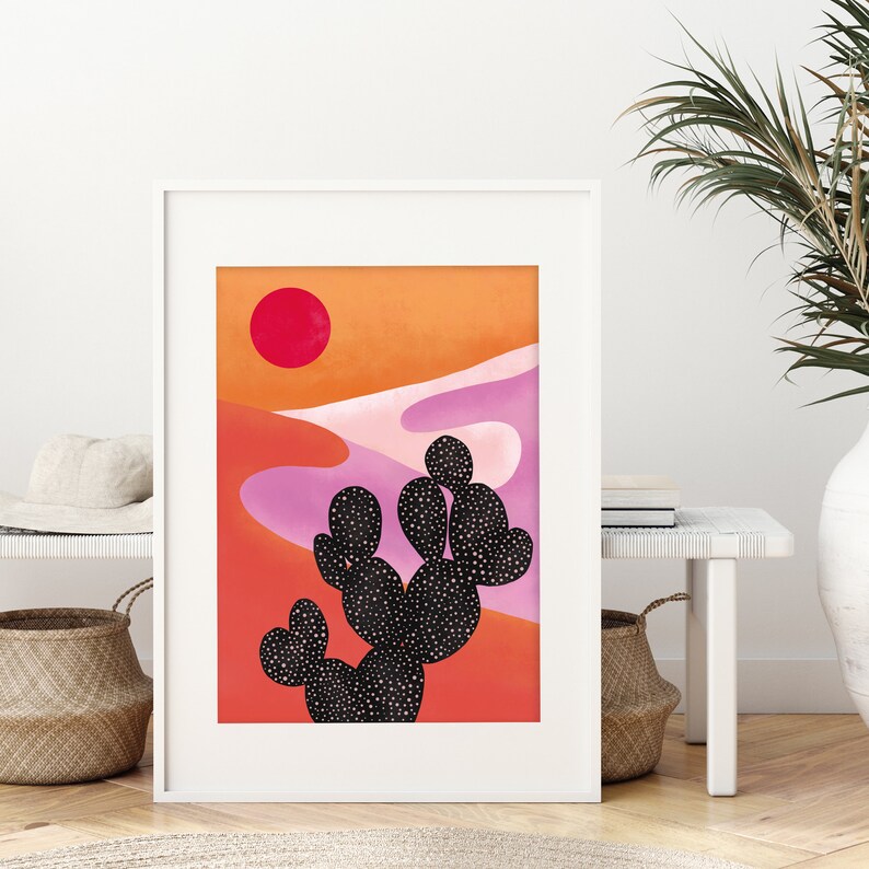 Boho Desert Cactus Print Tropical Wall Art UK Etsy