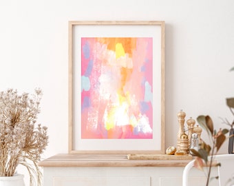 Pastel Print, pretty abstract pastel colours, part of set of 3