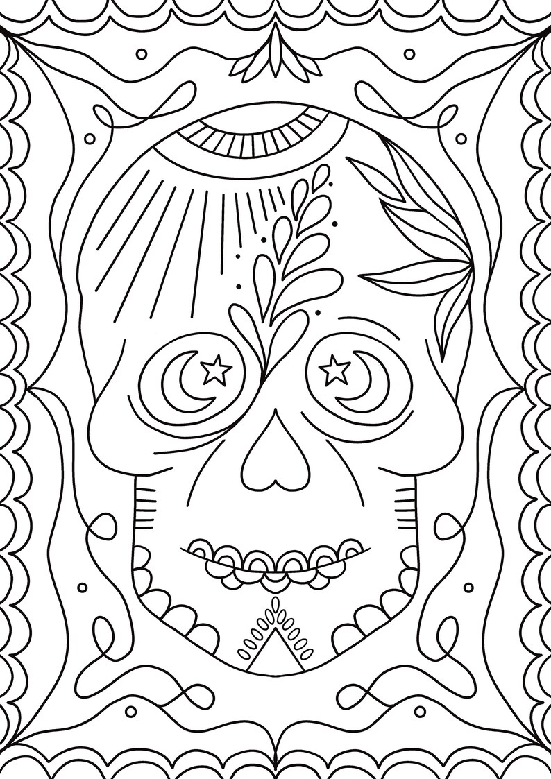Printable skull colouring page printable halloween colouring etsy ireland