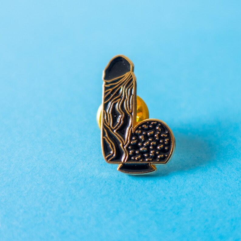 Dick Pin Detailed Enamel Pin Black And Gold Colors Makes It Etsy 