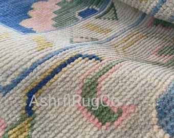8x12  Blue Exquisite 9x12, Area Rug, Hand Knotted Oushak Wool Area Rug for Bedroom, Living room, dining area, Handmade Rug, Turkish Wool Rug
