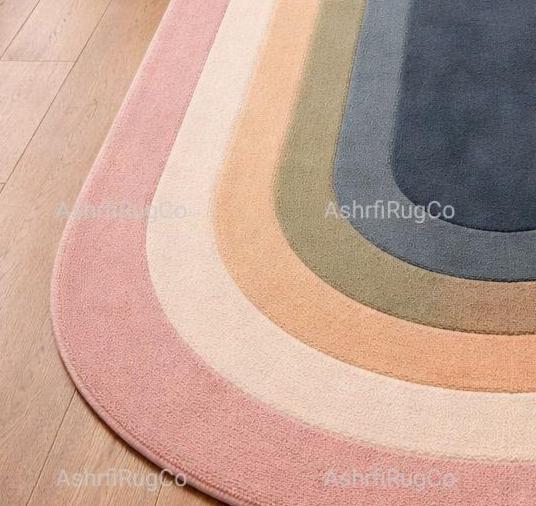 Hand Tufted Wool Arch Rainbow Rug, Scandinavian Pastel Boho Runner ...