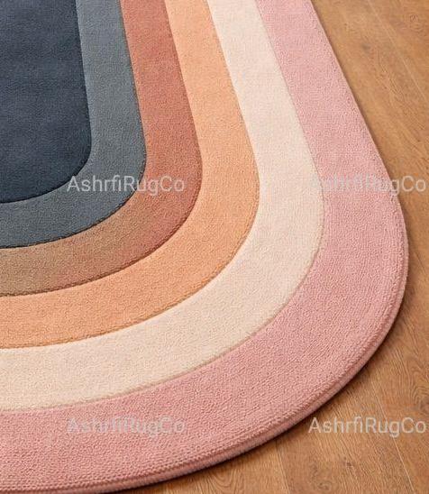 Hand Tufted Wool Arch Rainbow Rug, Scandinavian Pastel Boho Runner ...