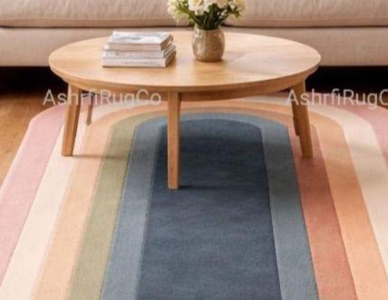 Hand Tufted Wool Arch Rainbow Rug, Scandinavian Pastel Boho Runner ...
