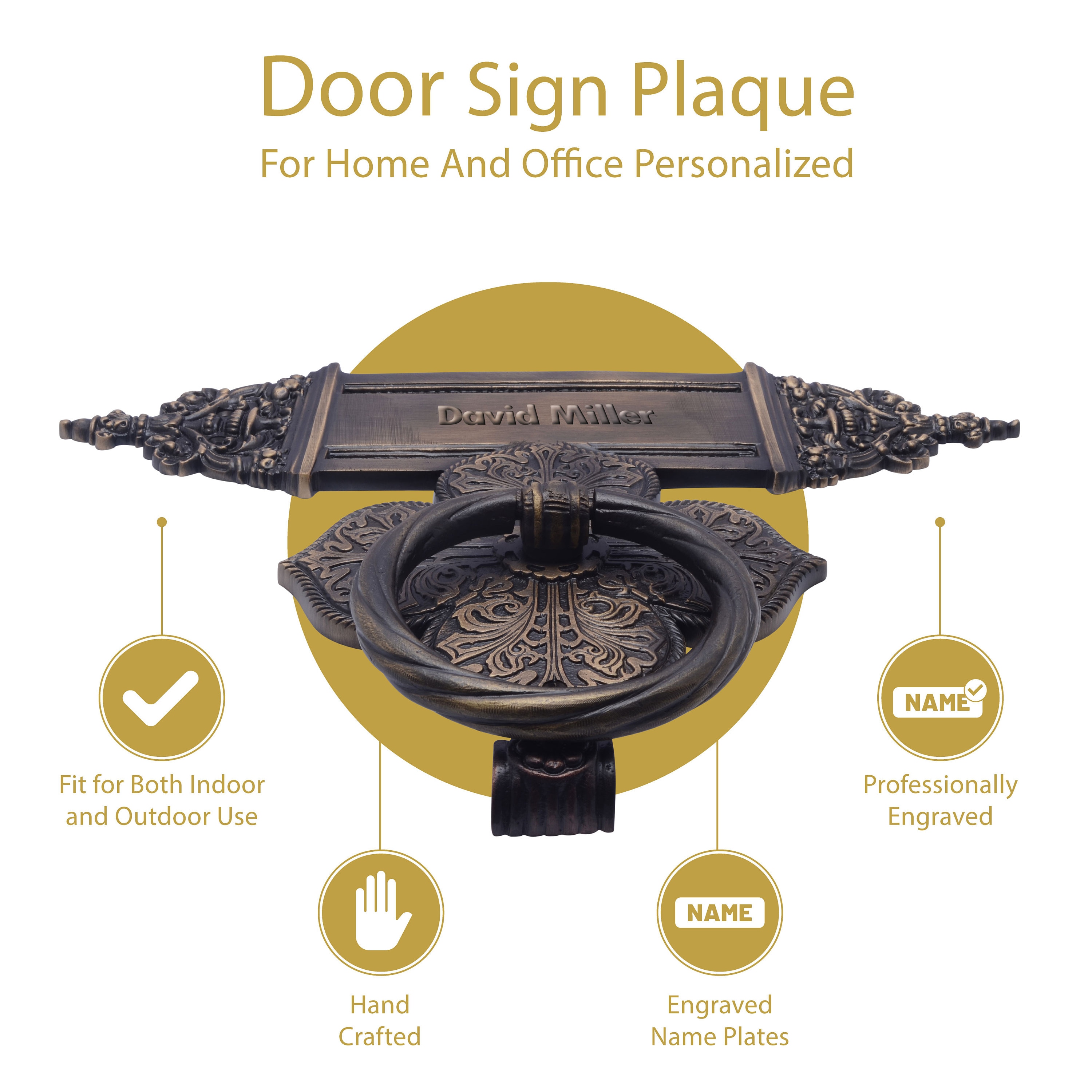 Custom Door Knocker Front Door Knocker Engraved Door Plate Etsy