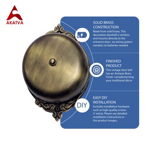 Akatva Vintage Twist Bell With Key Plate Victorian Home Twist Bell Mechanical Doorbell For Home