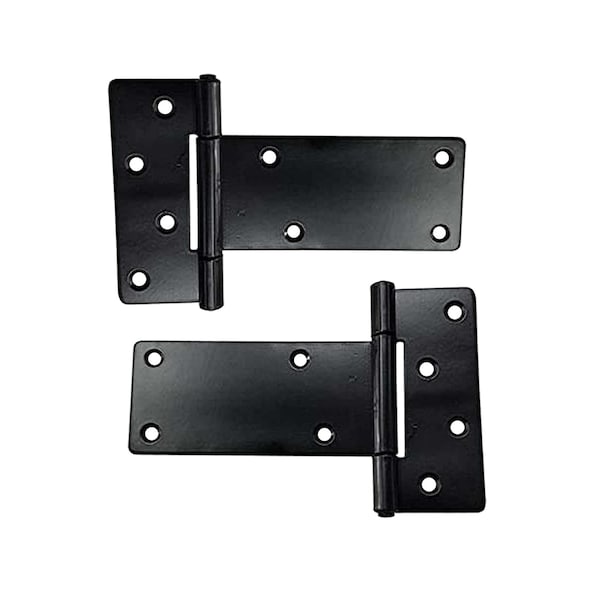 Akatva Black Antique Iron Rectangular T-Hinge T-Hinge Set - 2 Piece Gate Hinges for Wooden and Metal Fences - Black Powder Coated Finish