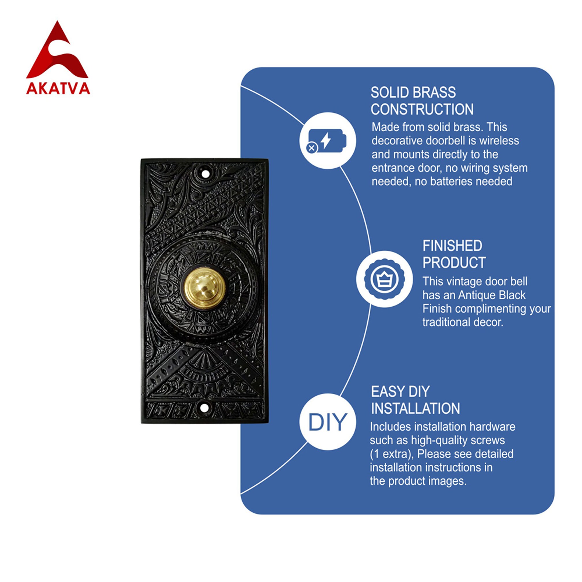 Akatva Decorative Doorbell Button Finest Bell Push Button Etsy