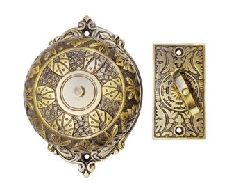 Akatva Vintage Twist Bell avec plaque à clé - Sonnette mécanique pour la maison - Cloche d'appel en laiton Twist - Finition laiton antique