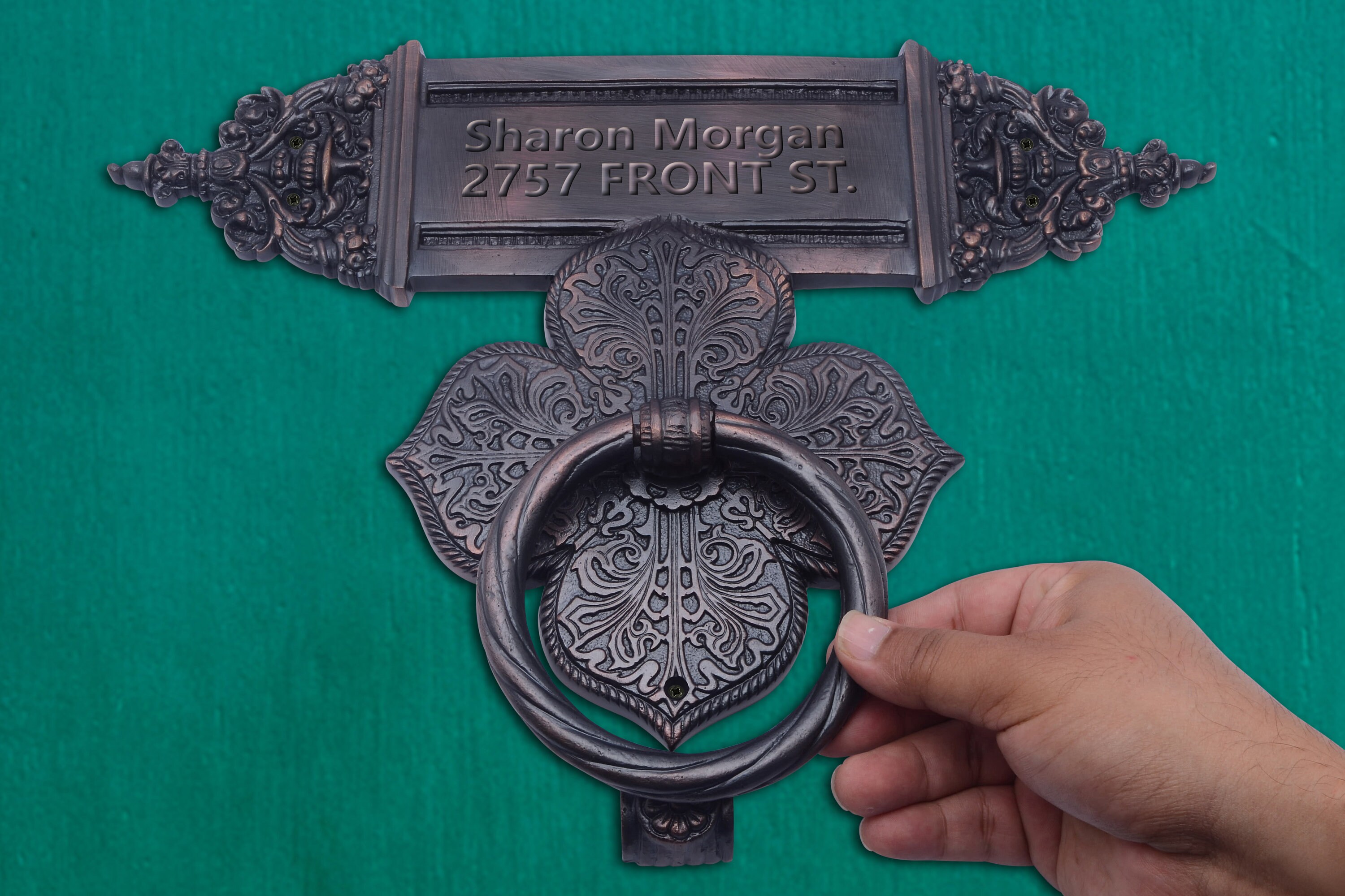 Custom Door Knocker Front Door Knocker Engraved Door Plate Etsy