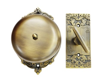 Akatva Vintage Twist Bell with Key Plate – Victorian Home Twist Bell – Mechanical Doorbell for Home – Brass Twist Calling Bell