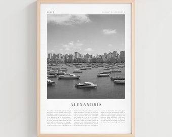 Alexandria Reiseplakat, Alexandria Vintage Druck, Alexandria Wandkunst, Ägypten Retro Stadt Kunst, Alexandria Geschenk, Ägypten Boho Dekor | AF17