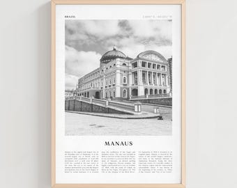 Póster turístico de Manaos, lámina vintage de Manaos, arte mural de Manaos, arte retro de la ciudad de Brasil, regalo de Manaos, decoración boho de Brasil / SA21